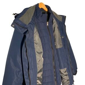 Wantdo Jacket Men’s 2XL Blue with Full Zip Removable Hood.